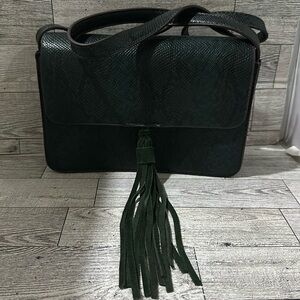 Street level green leather snake skin pattern crossbody purse